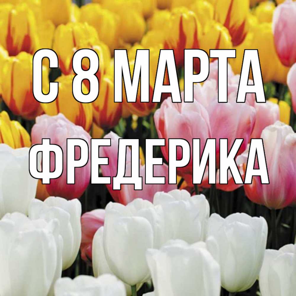Открытка на каждый день с именем, Фредерика С 8 марта разноцветные цветы Прикольная открытка с пожеланием онлайн скачать бесплатно 