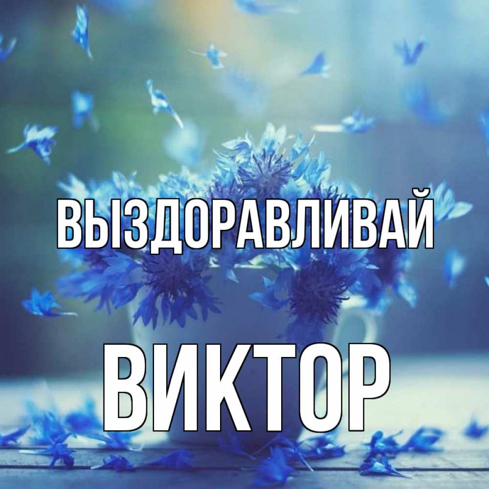 Открытка на каждый день с именем, Виктор Выздоравливай кружка с зельем и цветами Прикольная открытка с пожеланием онлайн скачать бесплатно 
