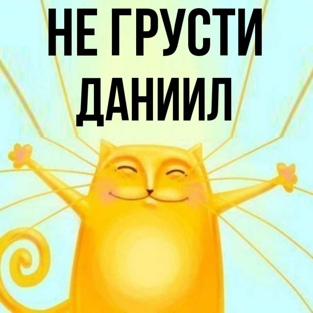 Открытка на каждый день с именем, Даниил Не грусти обнимашки усатые Прикольная открытка с пожеланием онлайн скачать бесплатно 