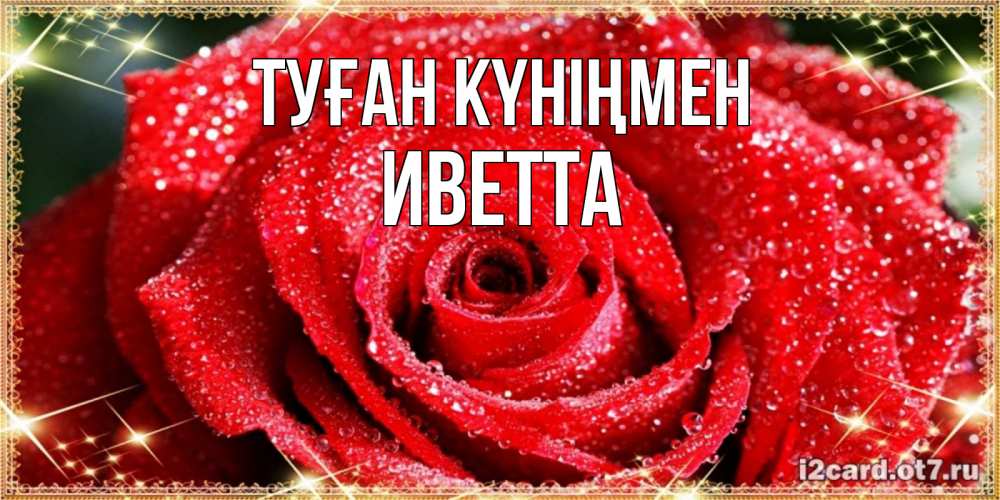 Открытка на каждый день с именем, Иветта Туған күніңмен роса и роза. открытка с красивой розой Прикольная открытка с пожеланием онлайн скачать бесплатно 