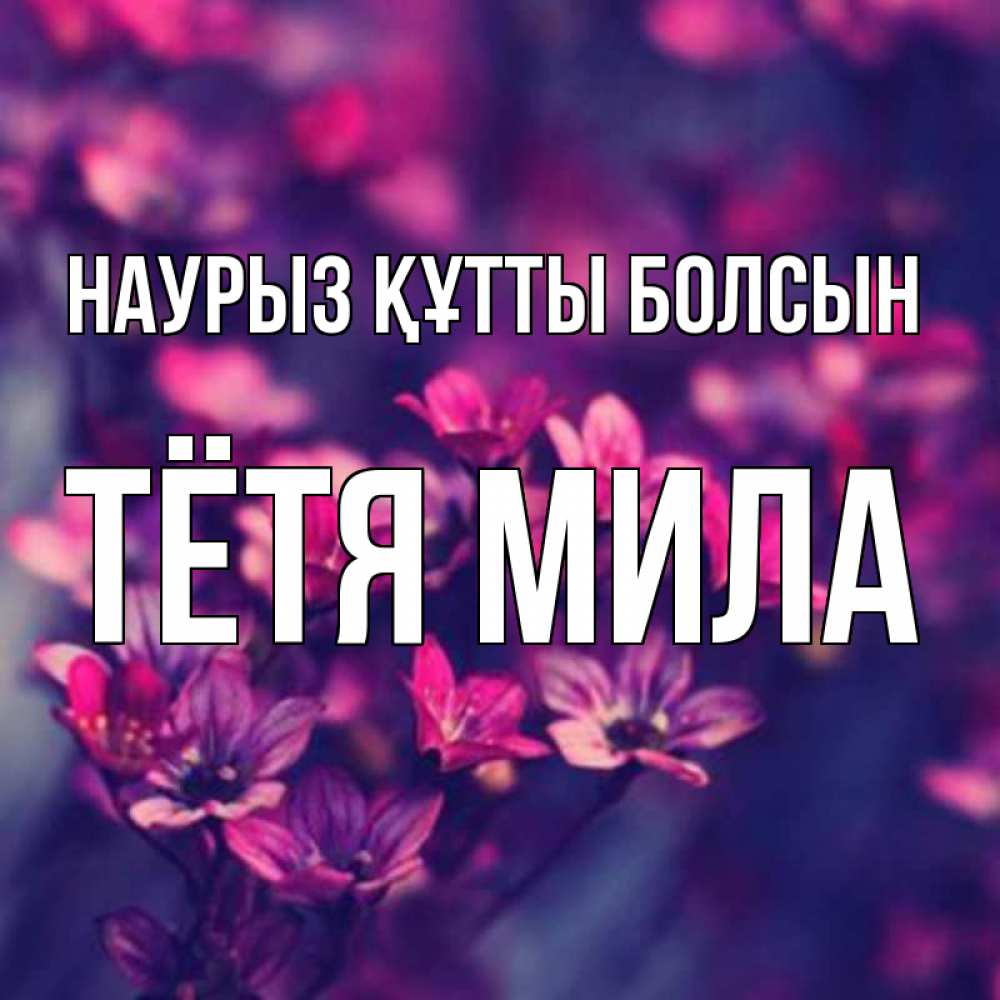 Открытка на каждый день с именем, Тётя-Мила Наурыз құтты болсын небольшие цветы 1 Прикольная открытка с пожеланием онлайн скачать бесплатно 