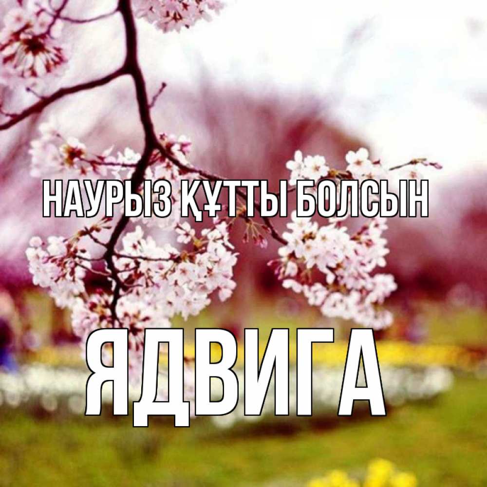 Открытка на каждый день с именем, Ядвига Наурыз құтты болсын яблоня Прикольная открытка с пожеланием онлайн скачать бесплатно 