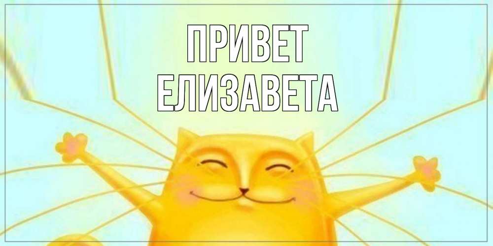 Открытка на каждый день с именем, Елизавета Привет кот Прикольная открытка с пожеланием онлайн скачать бесплатно 