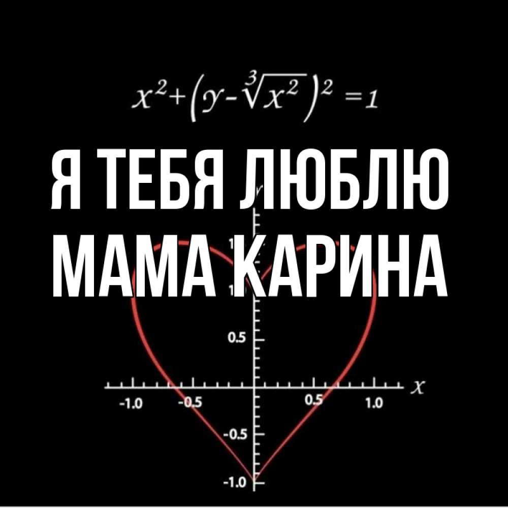Открытка на каждый день с именем, Мама-Карина Я тебя люблю сердечная формула Прикольная открытка с пожеланием онлайн скачать бесплатно 