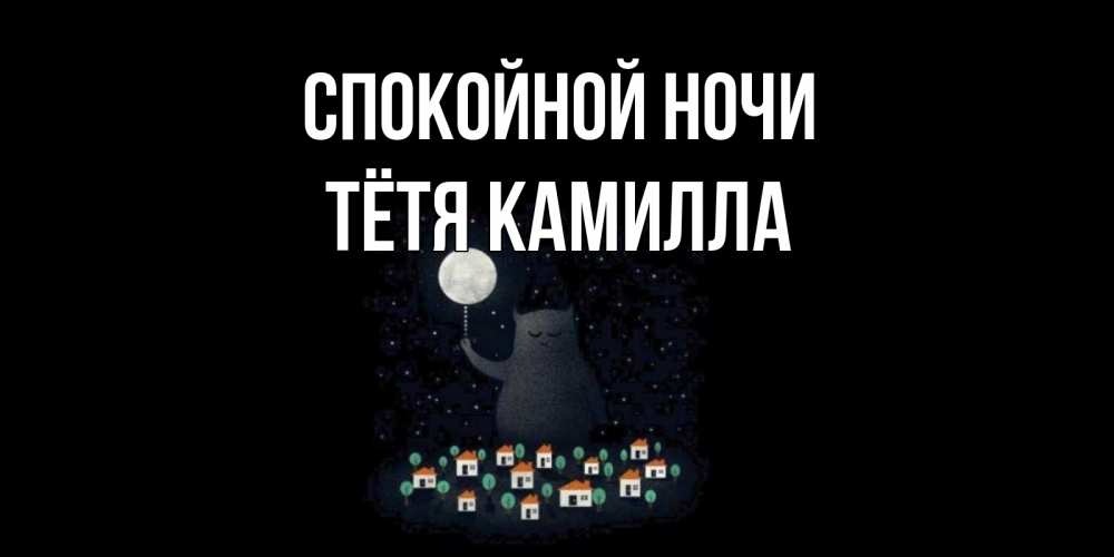Открытка на каждый день с именем, Тётя-Камилла Спокойной ночи кот,луна, ночь, звезды Прикольная открытка с пожеланием онлайн скачать бесплатно 
