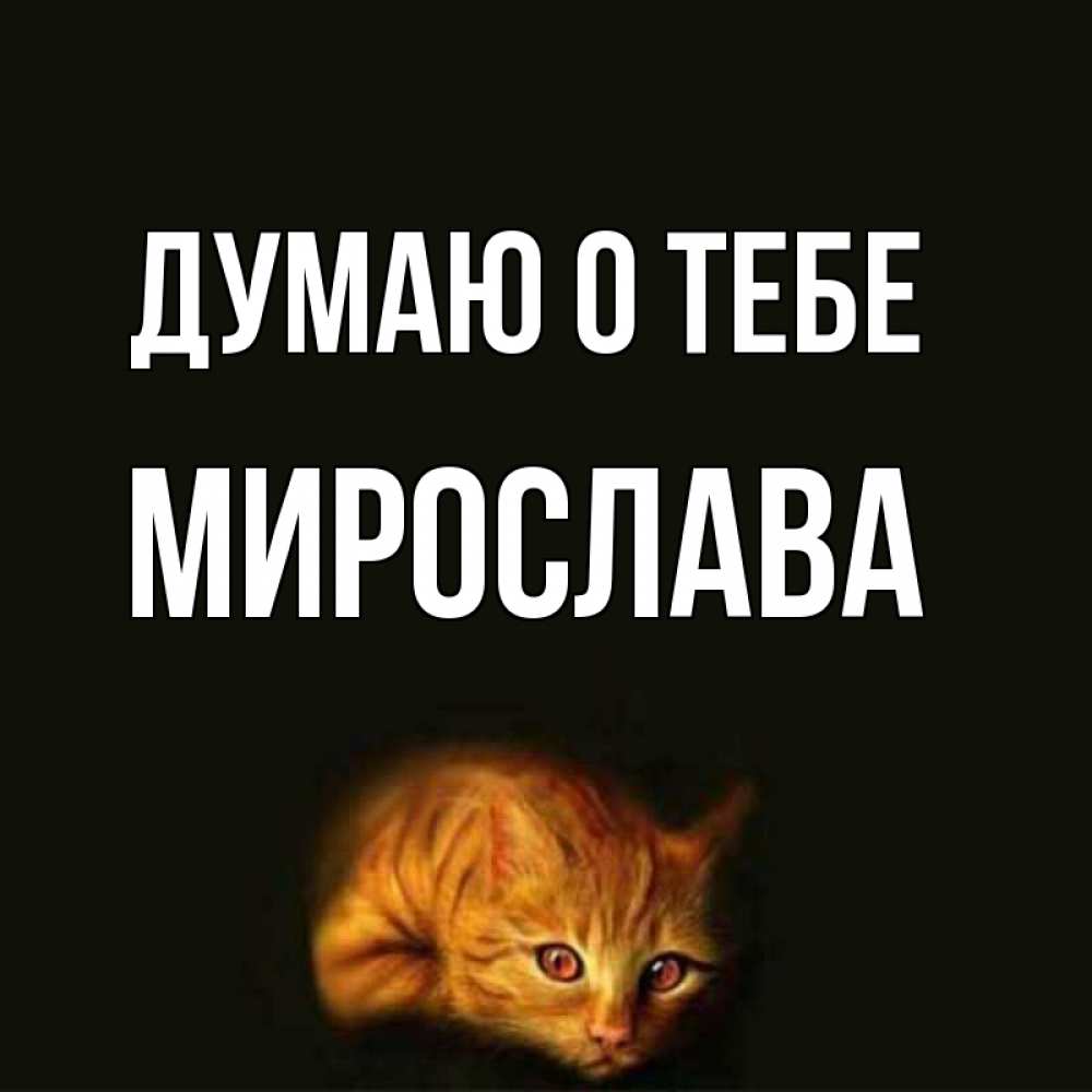 Открытка на каждый день с именем, Мирослава Думаю о тебе рыжий Прикольная открытка с пожеланием онлайн скачать бесплатно 