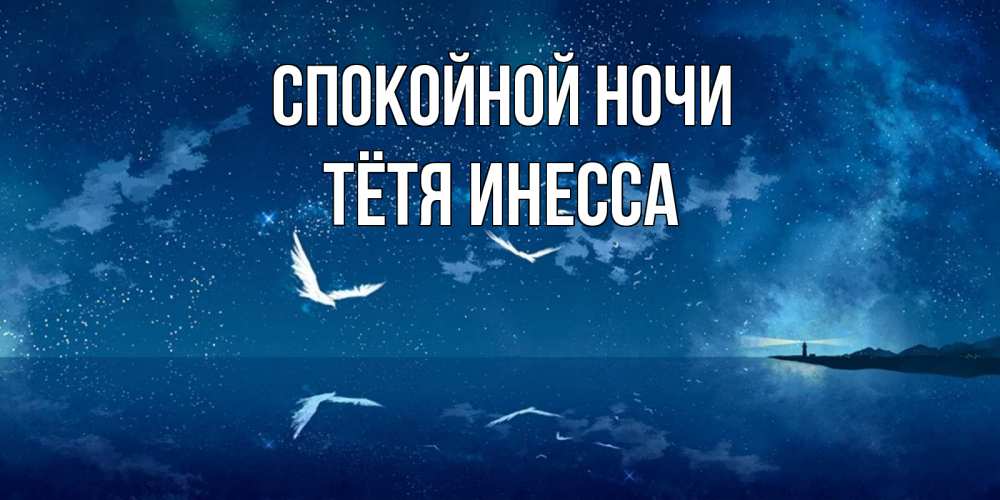 Открытка на каждый день с именем, Тётя-Инесса Спокойной ночи птицы летят на фоне ночного неба Прикольная открытка с пожеланием онлайн скачать бесплатно 