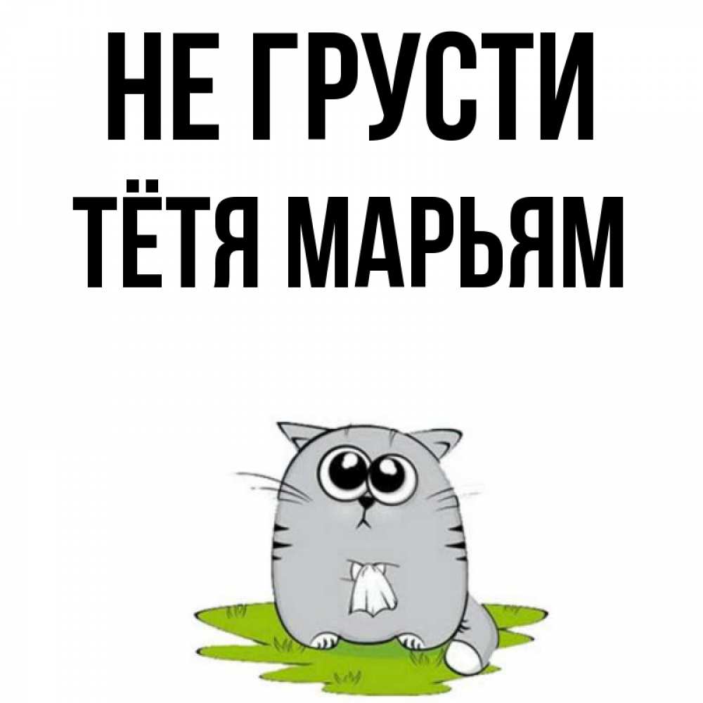 Открытка на каждый день с именем, Тётя-Марьям Не грусти грустный котяра Прикольная открытка с пожеланием онлайн скачать бесплатно 