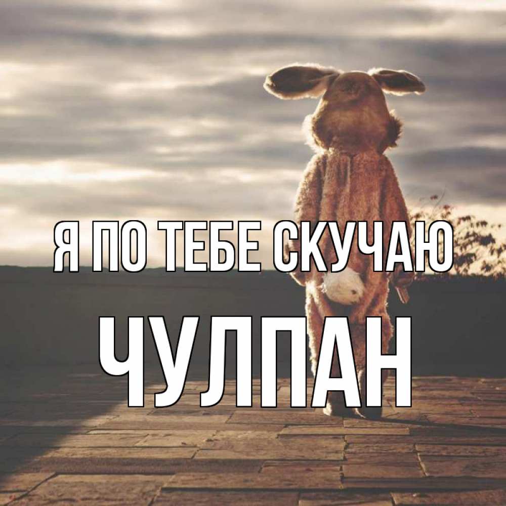 Открытка на каждый день с именем, Чулпан Я по тебе скучаю даже в костюме зайца Прикольная открытка с пожеланием онлайн скачать бесплатно 