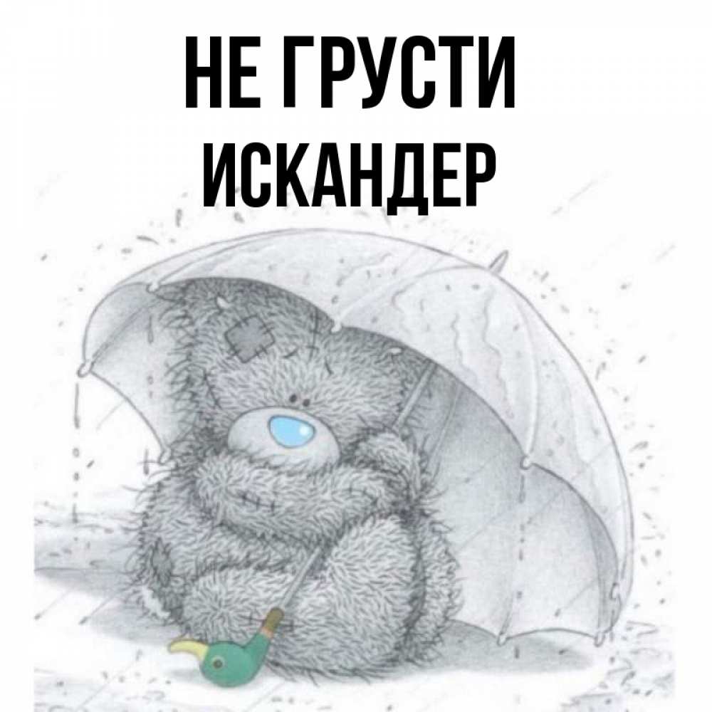 Открытка на каждый день с именем, Искандер Не грусти спасите мишку Тедди Прикольная открытка с пожеланием онлайн скачать бесплатно 