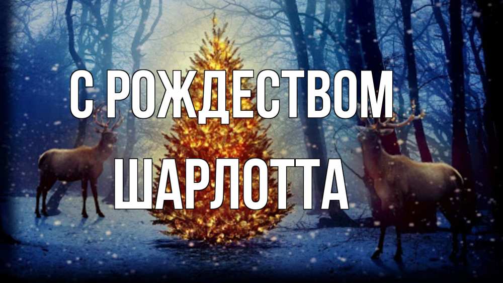 Открытка на каждый день с именем, Шарлотта С рождеством олени, новогодняя елка Прикольная открытка с пожеланием онлайн скачать бесплатно 
