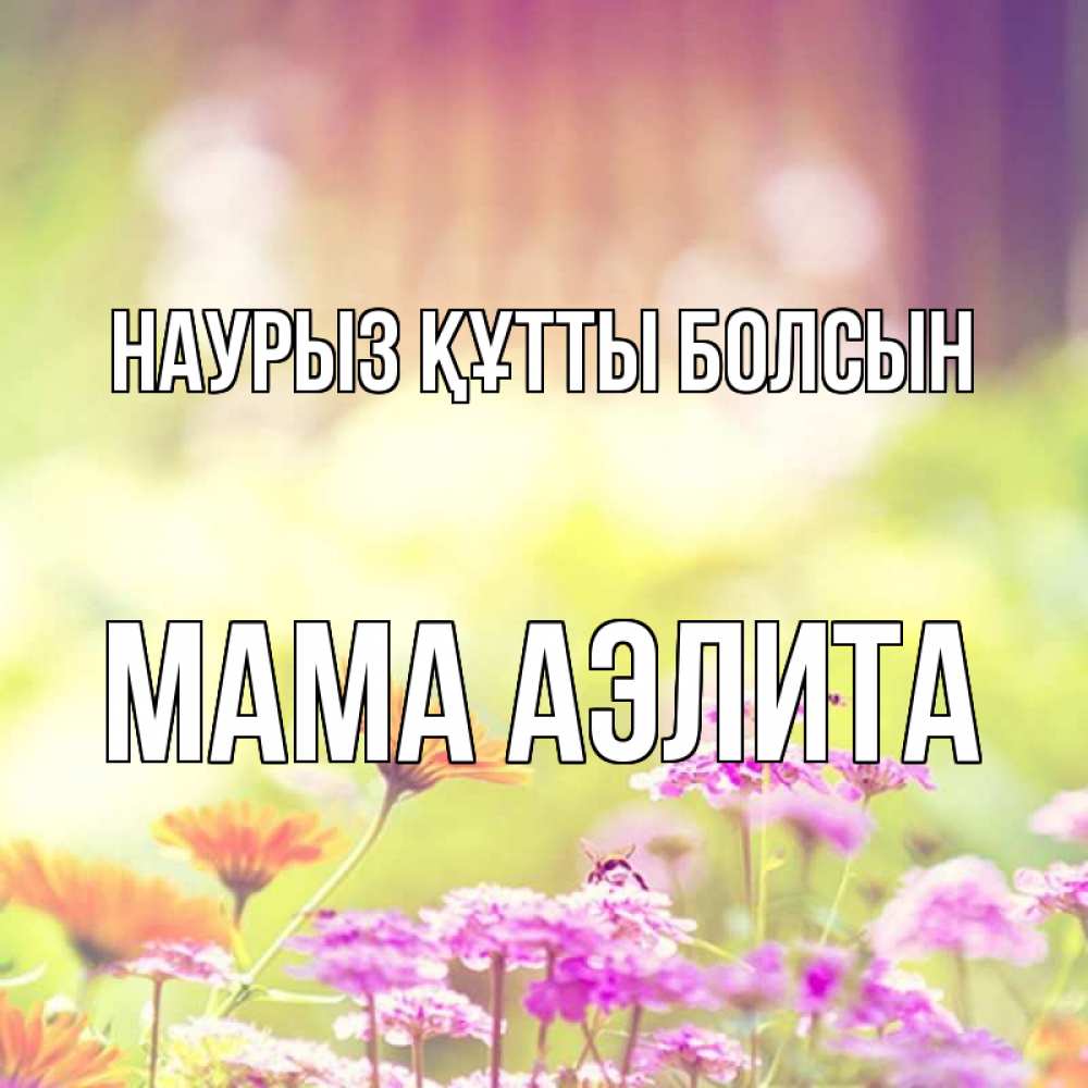Открытка на каждый день с именем, Мама-Аэлита Наурыз құтты болсын цветы весна Прикольная открытка с пожеланием онлайн скачать бесплатно 