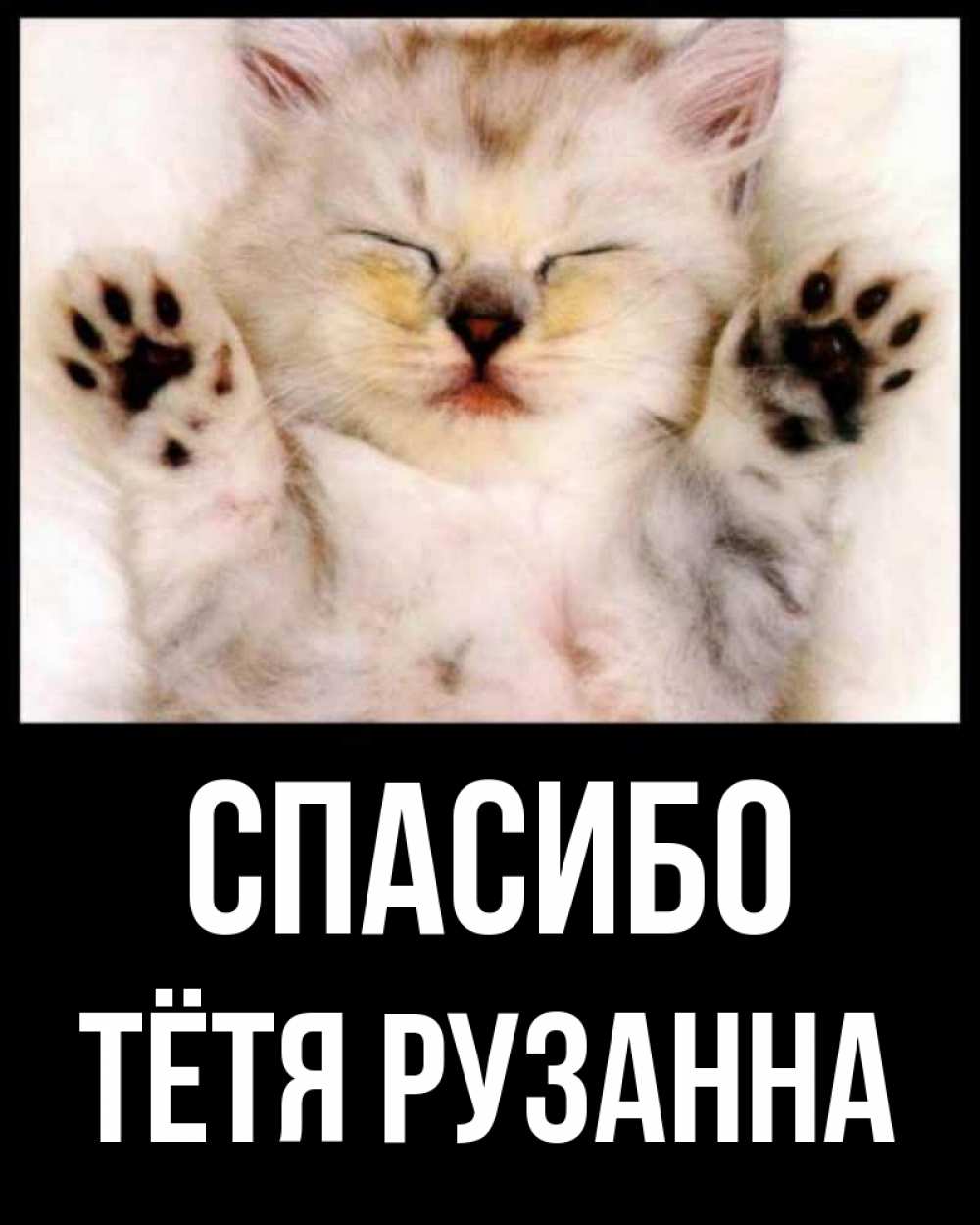 Открытка на каждый день с именем, Тётя-Рузанна Спасибо маленький котенок Прикольная открытка с пожеланием онлайн скачать бесплатно 