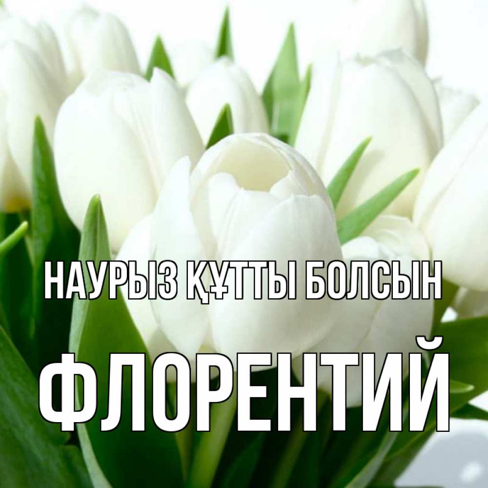 Открытка на каждый день с именем, Флорентий Наурыз құтты болсын цветы Прикольная открытка с пожеланием онлайн скачать бесплатно 