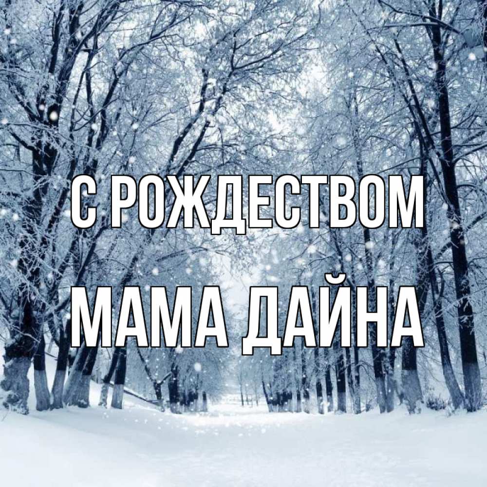 Открытка на каждый день с именем, Мама-Дайна С рождеством снег, лес, парк Прикольная открытка с пожеланием онлайн скачать бесплатно 