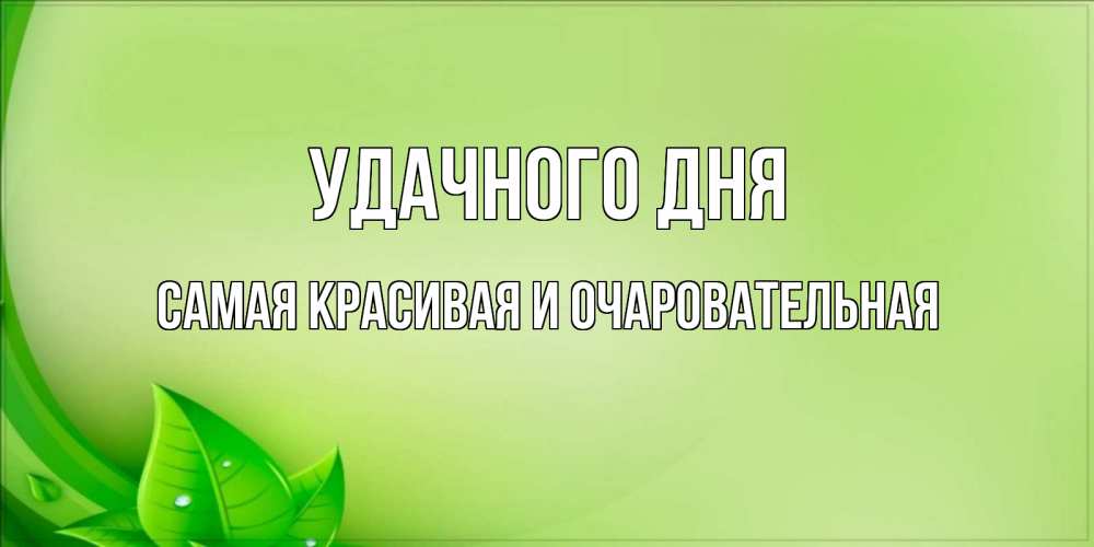 Открытка на каждый день с именем, Самая-красивая-и-очаровательная Удачного дня зеленая тема Прикольная открытка с пожеланием онлайн скачать бесплатно 
