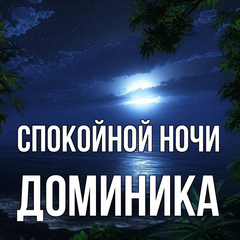 Открытка на каждый день с именем, Доминика Спокойной ночи тропический остров Прикольная открытка с пожеланием онлайн скачать бесплатно 