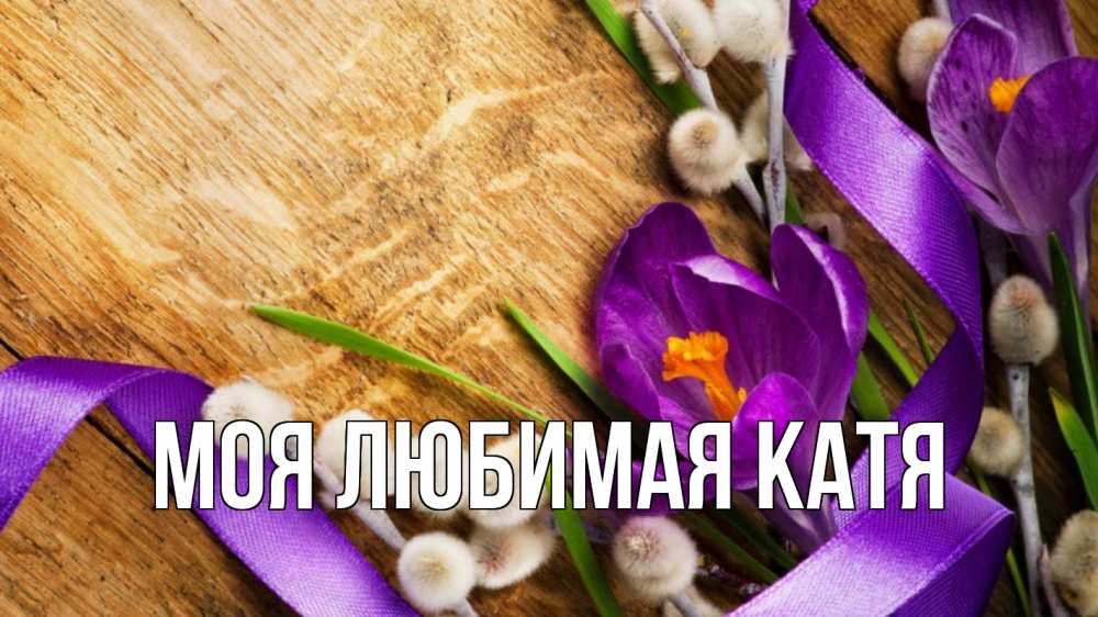 Открытка на каждый день с именем, Моя-любимая-Катя Главная верба, стол, цветы Прикольная открытка с пожеланием онлайн скачать бесплатно 