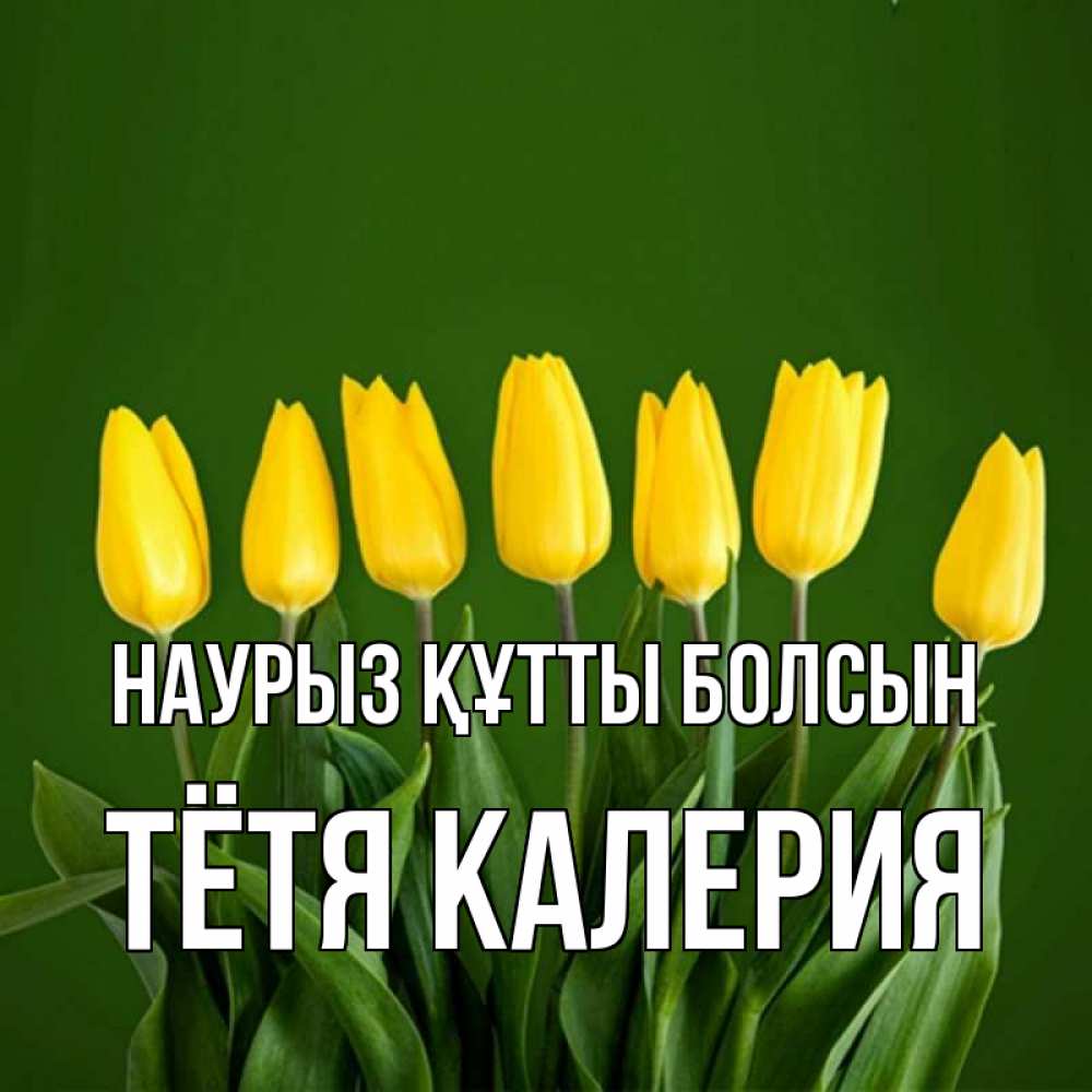 Открытка на каждый день с именем, Тётя-Калерия Наурыз құтты болсын желтого цвета 3 Прикольная открытка с пожеланием онлайн скачать бесплатно 
