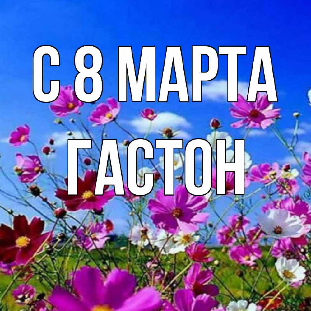 Открытка на каждый день с именем, Гастон С 8 МАРТА цветы Прикольная открытка с пожеланием онлайн скачать бесплатно 