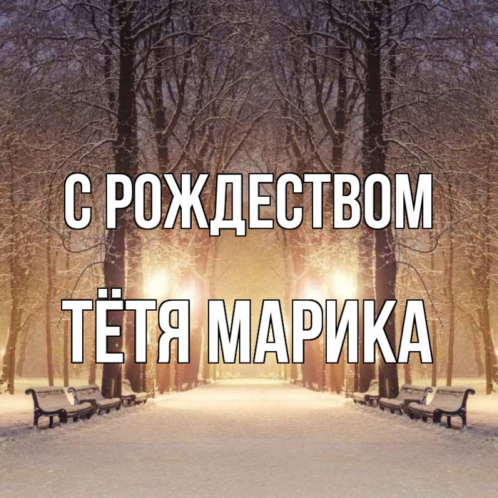 Открытка на каждый день с именем, Тётя-Марика С рождеством зима, парк, фонарь, лес Прикольная открытка с пожеланием онлайн скачать бесплатно 