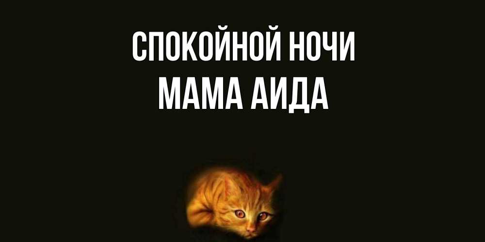 Открытка на каждый день с именем, Мама-Аида Спокойной ночи кот Прикольная открытка с пожеланием онлайн скачать бесплатно 
