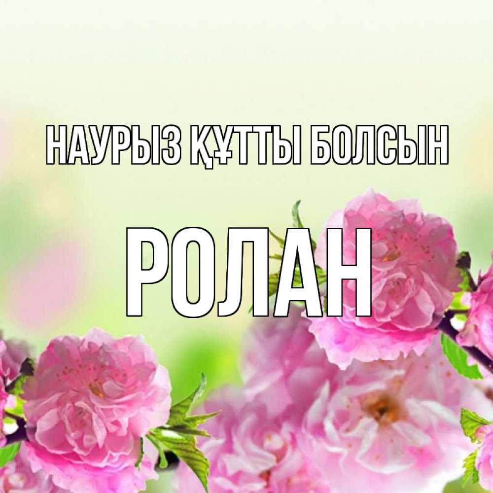 Открытка на каждый день с именем, Ролан Наурыз құтты болсын цветы Прикольная открытка с пожеланием онлайн скачать бесплатно 