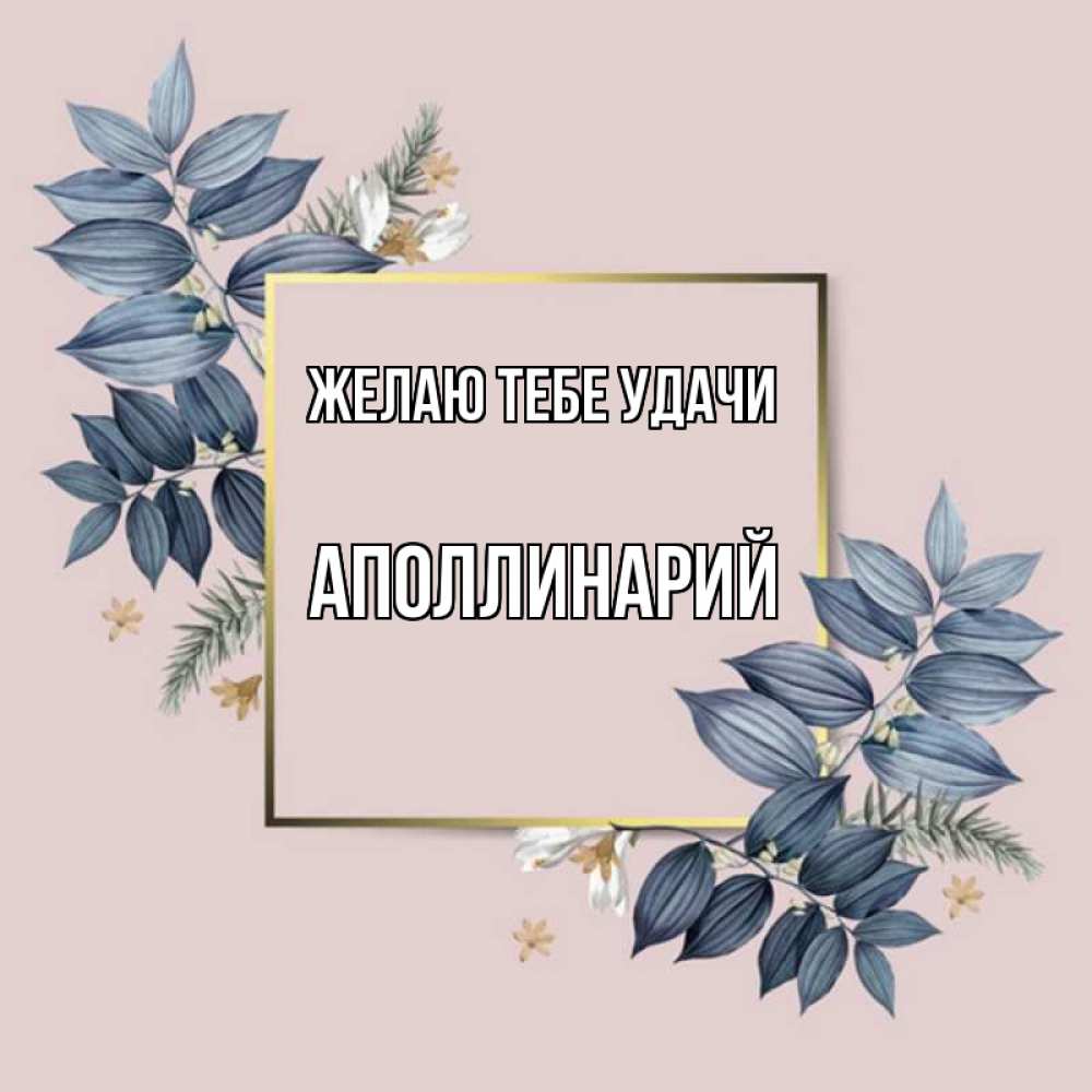 Открытка на каждый день с именем, Аполлинарий Желаю тебе удачи листья цветов Прикольная открытка с пожеланием онлайн скачать бесплатно 