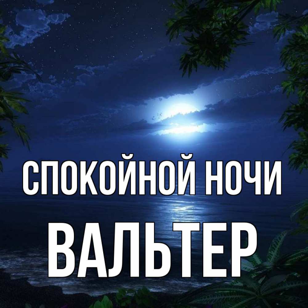 Открытка на каждый день с именем, Вальтер Спокойной ночи тропический остров Прикольная открытка с пожеланием онлайн скачать бесплатно 