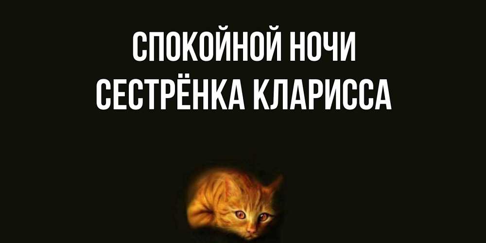 Открытка на каждый день с именем, Сестрёнка-Кларисса Спокойной ночи кот Прикольная открытка с пожеланием онлайн скачать бесплатно 