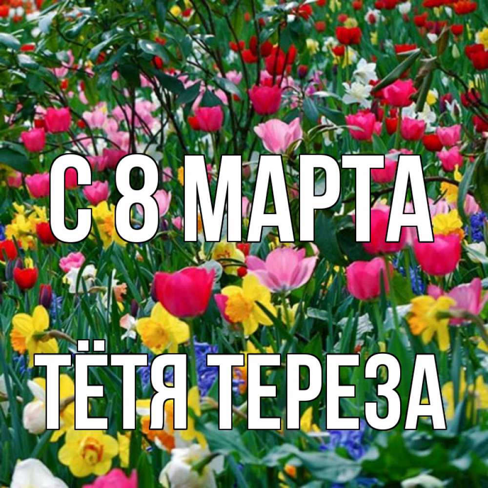 Открытка на каждый день с именем, Тётя-Тереза С 8 МАРТА с международным женским днем поздравления для женщины Прикольная открытка с пожеланием онлайн скачать бесплатно 