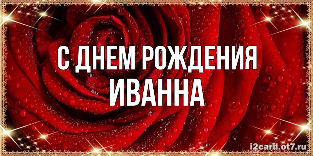 Открытка на каждый день с именем, Иванна С днем рождения роса на розе блестящая в лучах солнца Прикольная открытка с пожеланием онлайн скачать бесплатно 