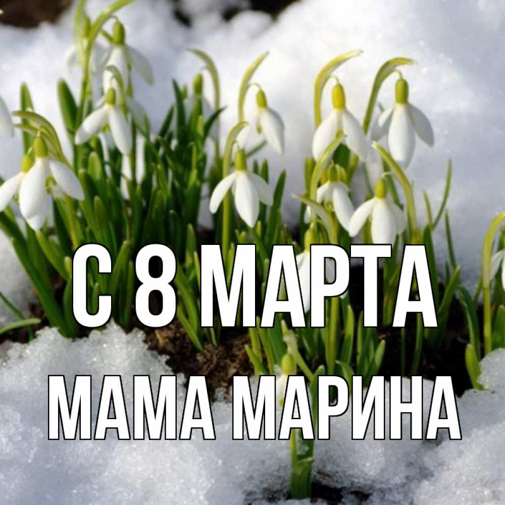 Открытка на каждый день с именем, Мама-Марина С 8 МАРТА цветы весенние Прикольная открытка с пожеланием онлайн скачать бесплатно 