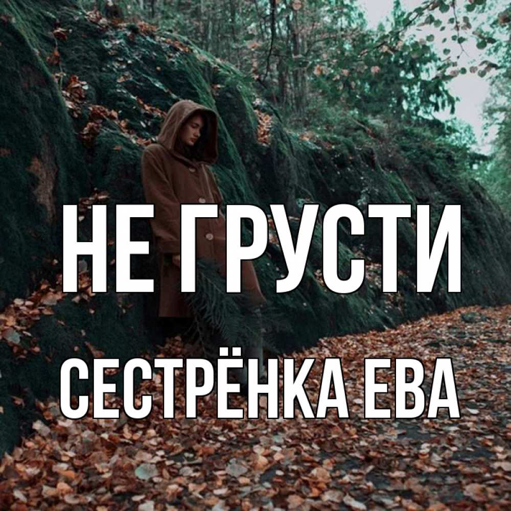 Открытка на каждый день с именем, Сестрёнка-Ева Не грусти осенний лес Прикольная открытка с пожеланием онлайн скачать бесплатно 