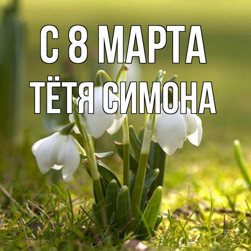Открытка на каждый день с именем, Тётя-Симона С 8 МАРТА ранние цветы 2 Прикольная открытка с пожеланием онлайн скачать бесплатно 