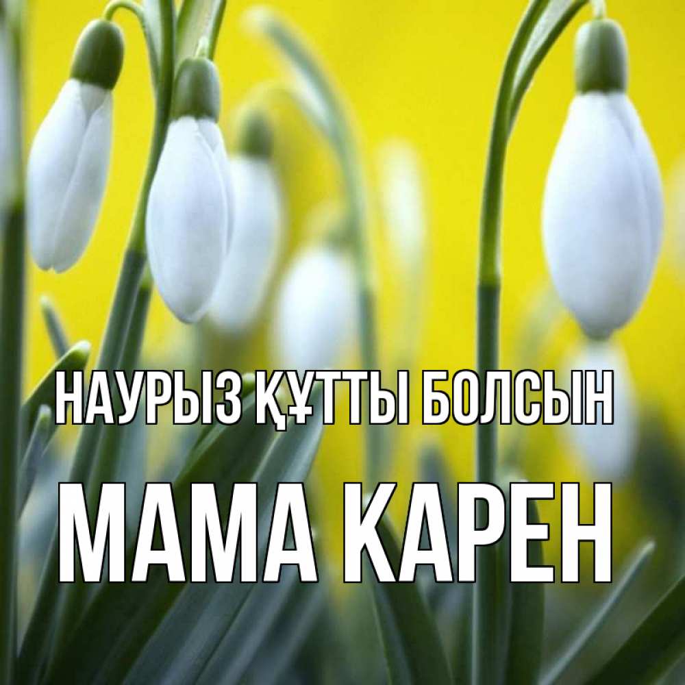 Открытка на каждый день с именем, Мама-Карен Наурыз құтты болсын весенние цветы Прикольная открытка с пожеланием онлайн скачать бесплатно 