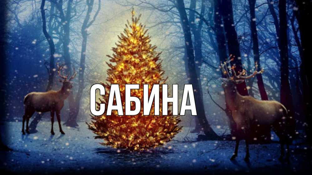 Открытка на каждый день с именем, Сабина Главная олени, новогодняя елка Прикольная открытка с пожеланием онлайн скачать бесплатно 