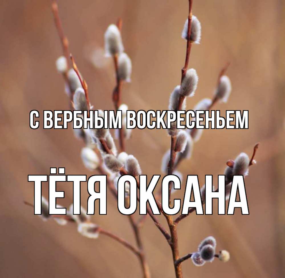 Открытка на каждый день с именем, Тётя-Оксана С вербным воскресеньем верба Прикольная открытка с пожеланием онлайн скачать бесплатно 