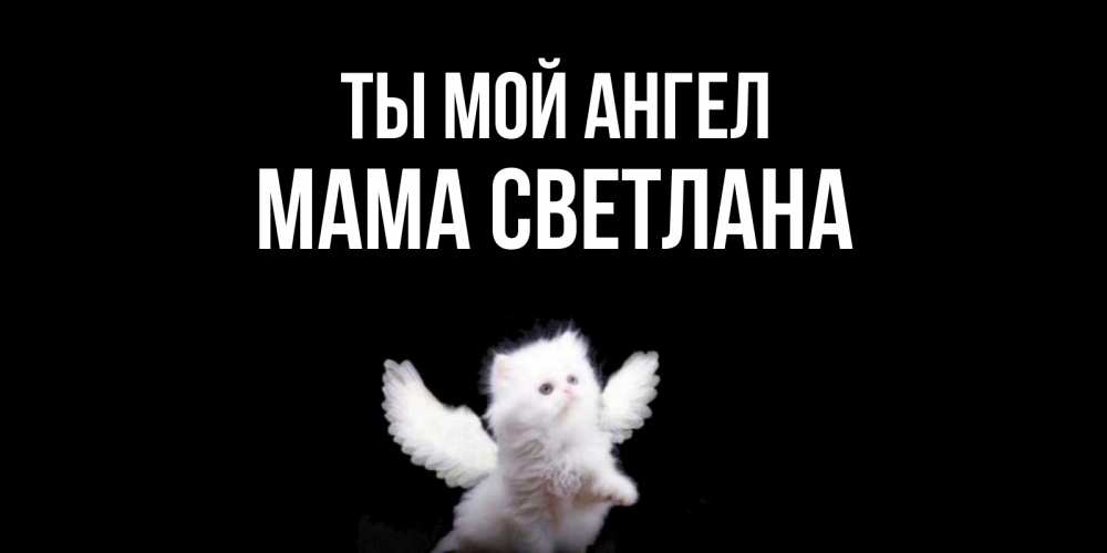 Открытка на каждый день с именем, Мама-Светлана Ты мой ангел Кот ангел Прикольная открытка с пожеланием онлайн скачать бесплатно 