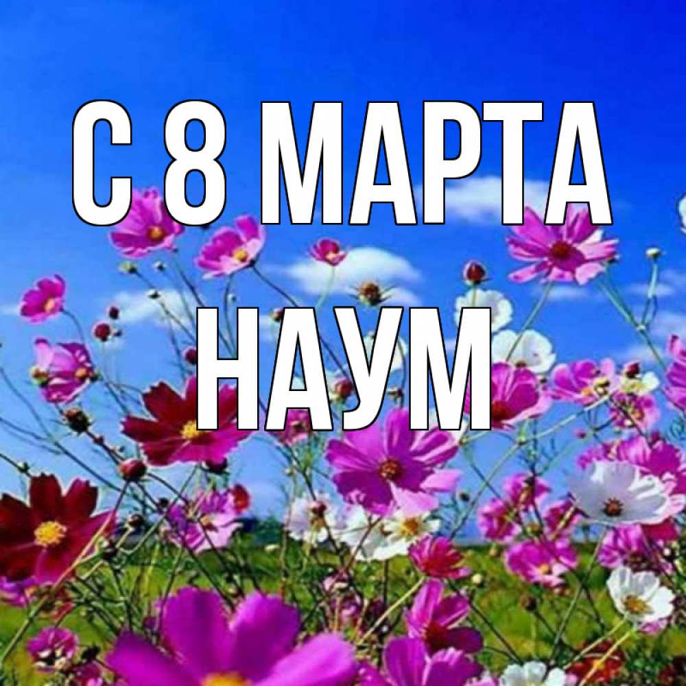 Открытка на каждый день с именем, Наум С 8 МАРТА цветы Прикольная открытка с пожеланием онлайн скачать бесплатно 