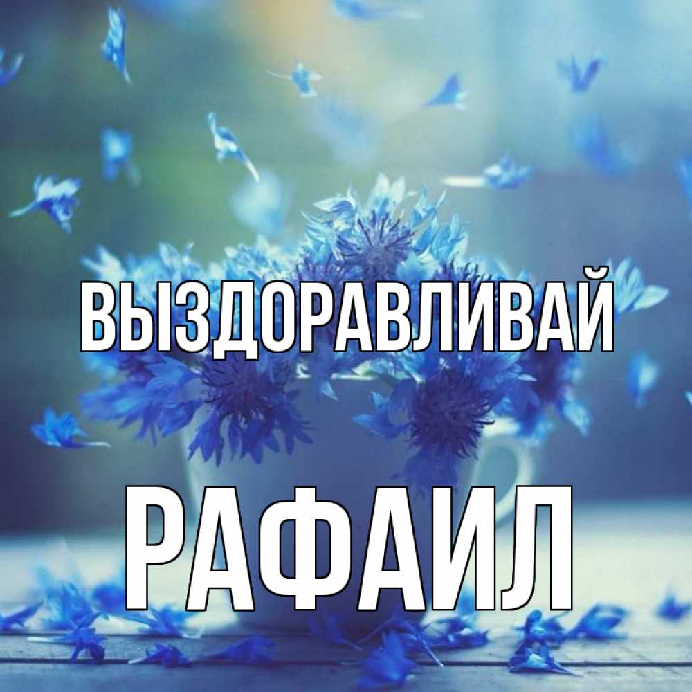 Открытка на каждый день с именем, Рафаил Выздоравливай кружка с зельем и цветами Прикольная открытка с пожеланием онлайн скачать бесплатно 