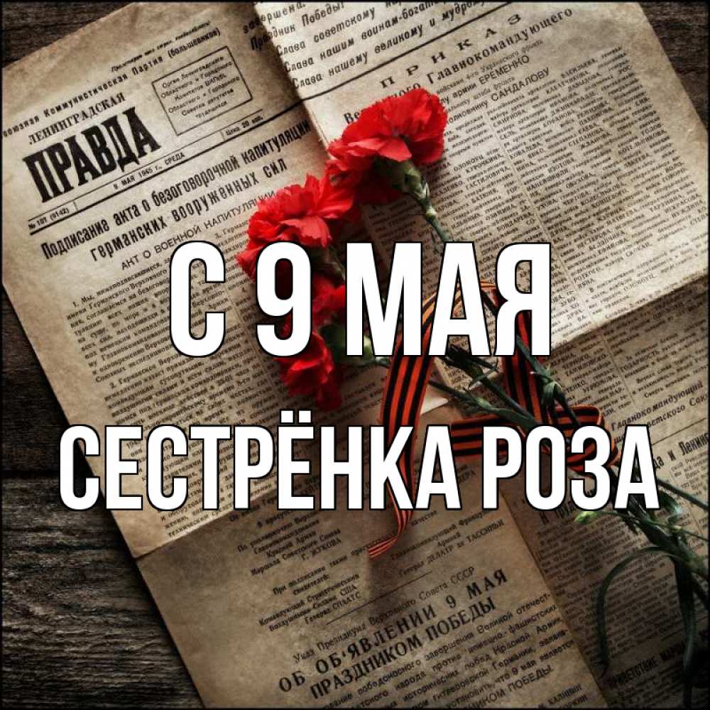 Открытка на каждый день с именем, Сестрёнка-Роза С 9 мая 9 мая Прикольная открытка с пожеланием онлайн скачать бесплатно 