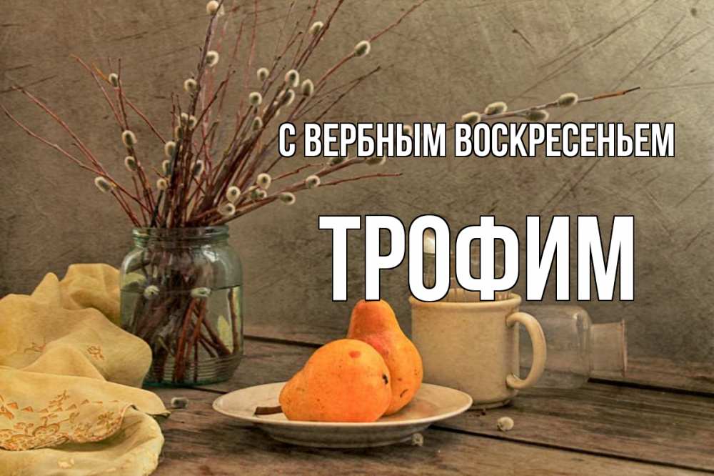 Открытка на каждый день с именем, Трофим С вербным воскресеньем верба Прикольная открытка с пожеланием онлайн скачать бесплатно 