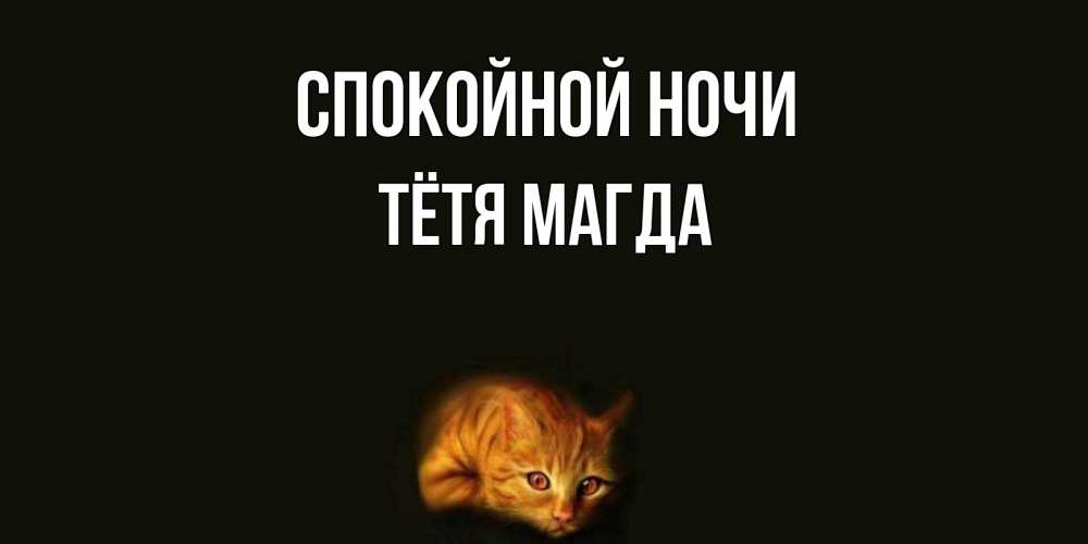 Открытка на каждый день с именем, Тётя-Магда Спокойной ночи кот Прикольная открытка с пожеланием онлайн скачать бесплатно 