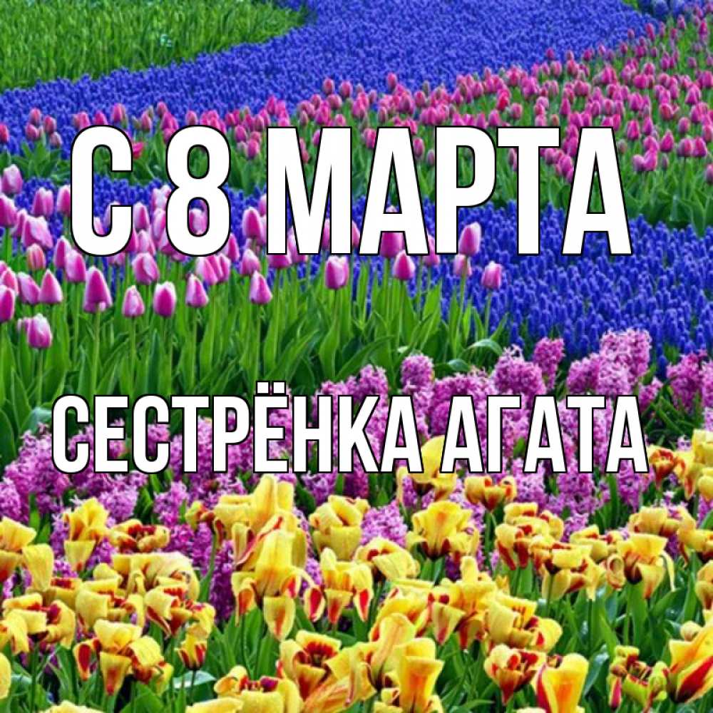 Открытка на каждый день с именем, Сестрёнка-Агата С 8 марта цветы Прикольная открытка с пожеланием онлайн скачать бесплатно 