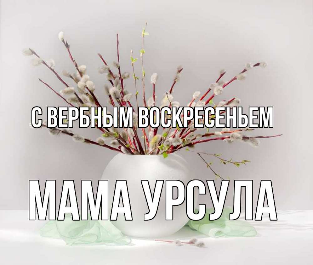Открытка на каждый день с именем, Мама-Урсула С вербным воскресеньем верба Прикольная открытка с пожеланием онлайн скачать бесплатно 
