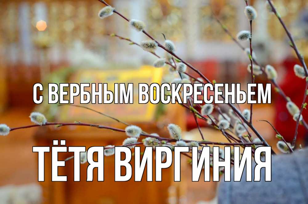 Открытка на каждый день с именем, Тётя-Виргиния С вербным воскресеньем верба Прикольная открытка с пожеланием онлайн скачать бесплатно 