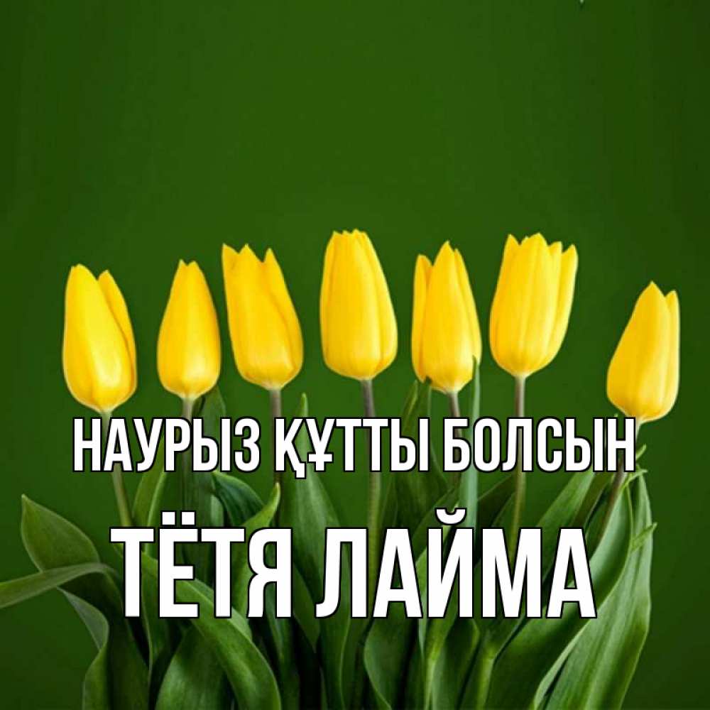 Открытка на каждый день с именем, Тётя-Лайма Наурыз құтты болсын желтого цвета 3 Прикольная открытка с пожеланием онлайн скачать бесплатно 