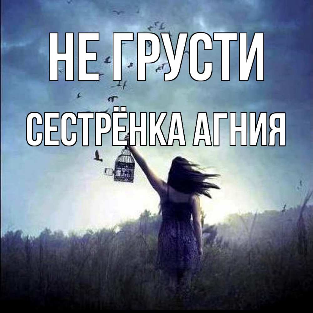 Открытка на каждый день с именем, Сестрёнка-Агния Не грусти на волю Прикольная открытка с пожеланием онлайн скачать бесплатно 