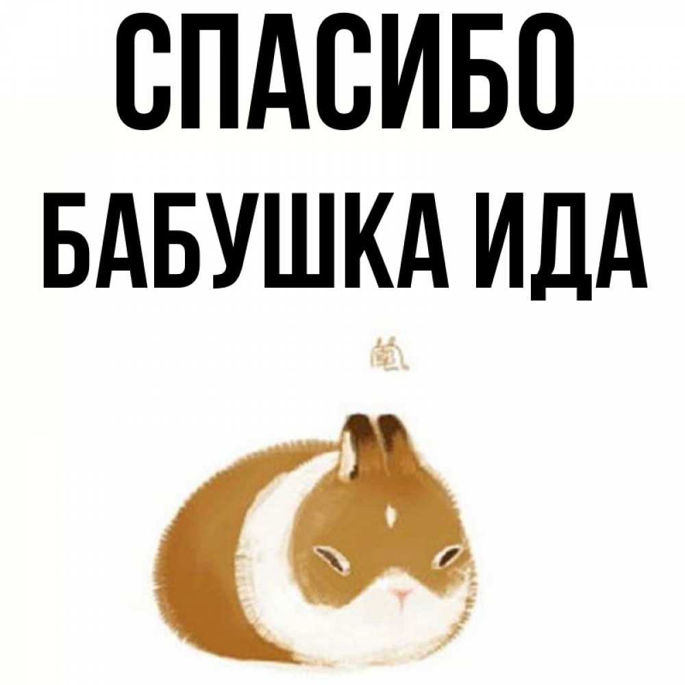 Открытка на каждый день с именем, Бабушка-Ида Спасибо коричнево белый домашний питомец Прикольная открытка с пожеланием онлайн скачать бесплатно 